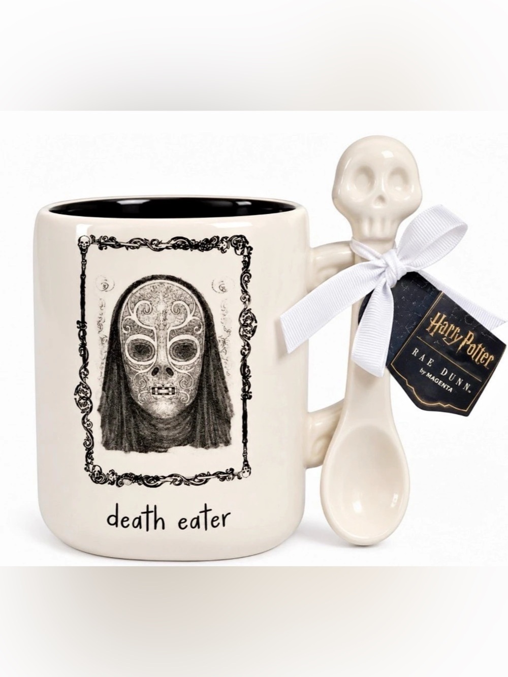 Rae Dunn Harry Potter Death Eater Mug Skull Spoon NWT HTF